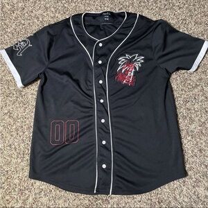 Rue21 Los Angeles City Of Angels Black Red Baseball Jersey Size L Urban Grunge